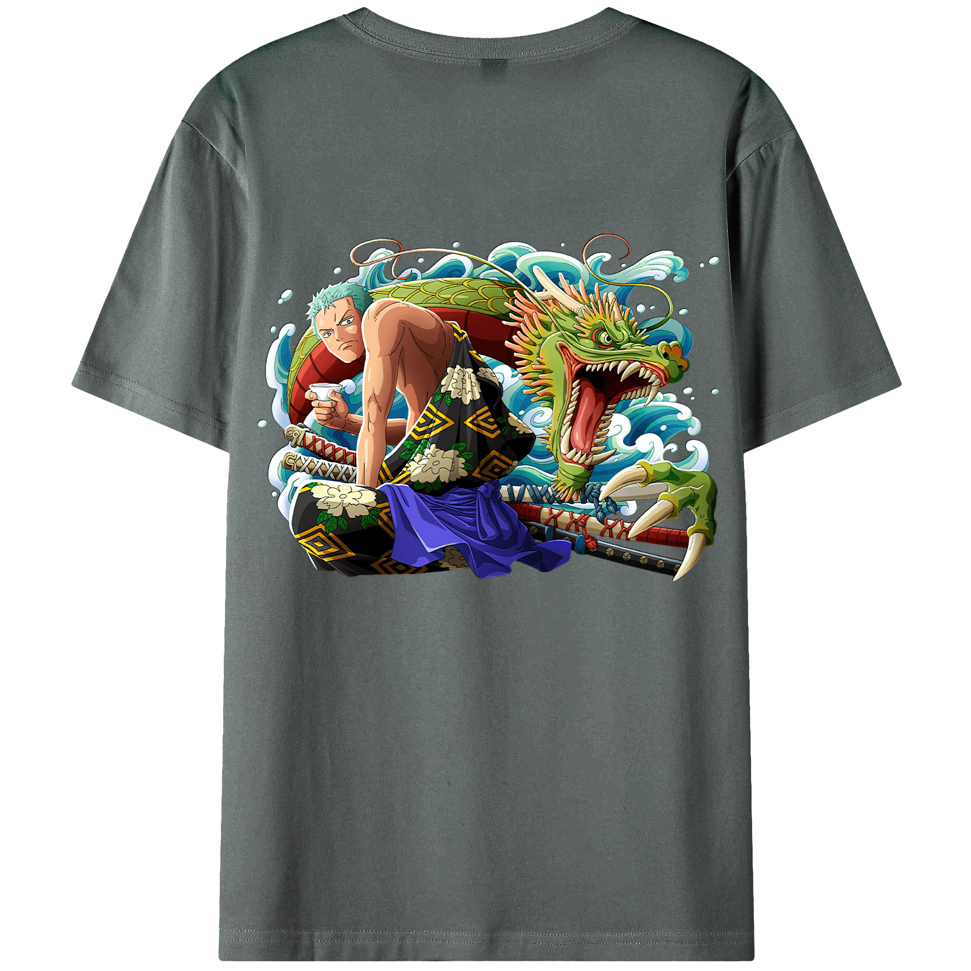 ワンピース ロロノア・ゾロ ONE PIECE Roronoa Zoro 綿100％ メンズ半袖Tシャツ（バックプリント） 通気性